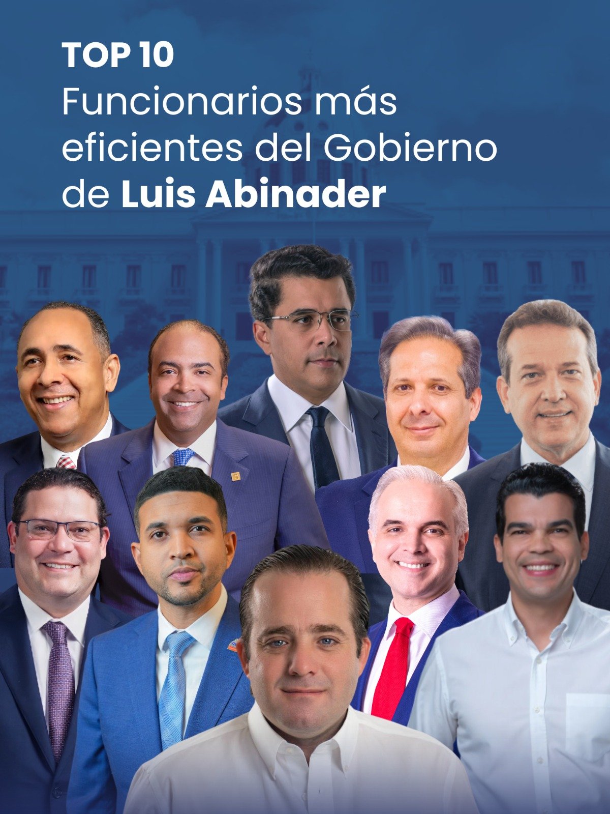 Los 10 Funcionarios más eficientes del Gobierno de Luis Abinader.