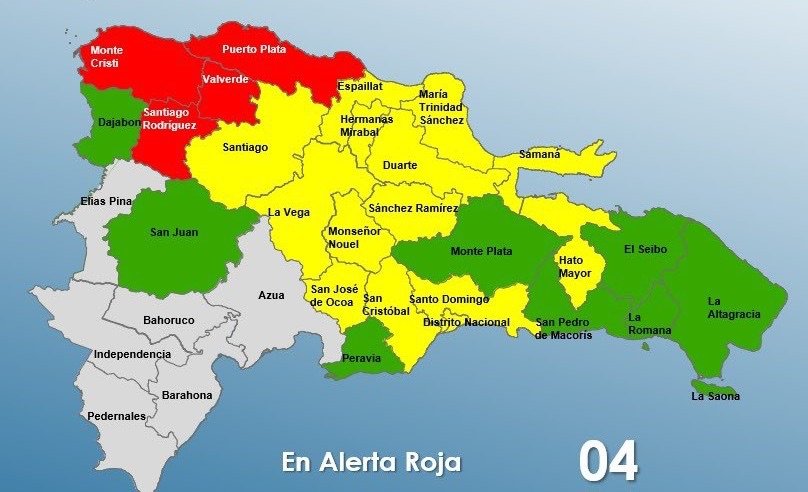 El COE eleva a cuatro las provincias en alerta roja por fuertes lluvias