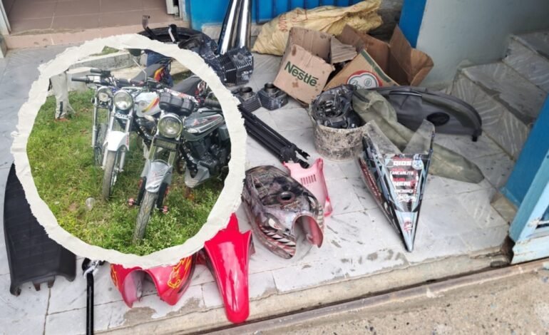 Desmantelan centro de acopio de motocicletas y piezas robadas