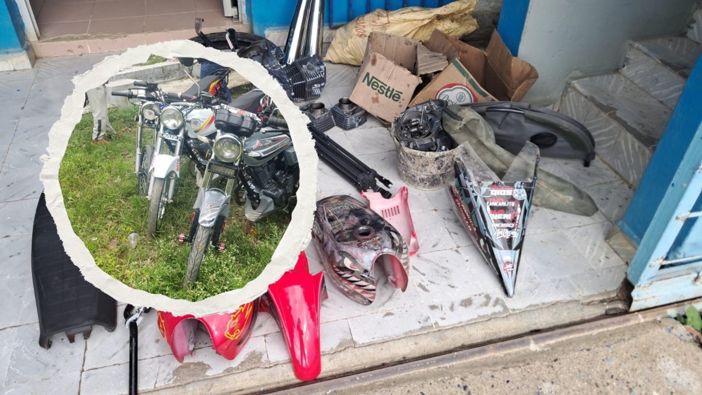 Desmantelan centro de acopio de motocicletas y piezas robadas