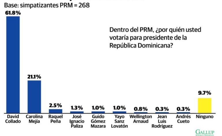 Encuesta Gallup-RD: David Collado con 61.8 % supera ampliamente a sus rivales dentro del PRM