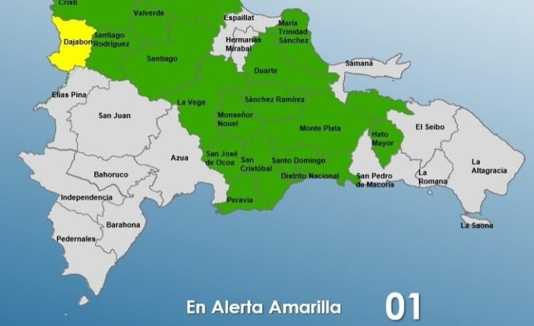Aumentan a 18 las provincias y el DN en alertas ante incidencia de una vaguada