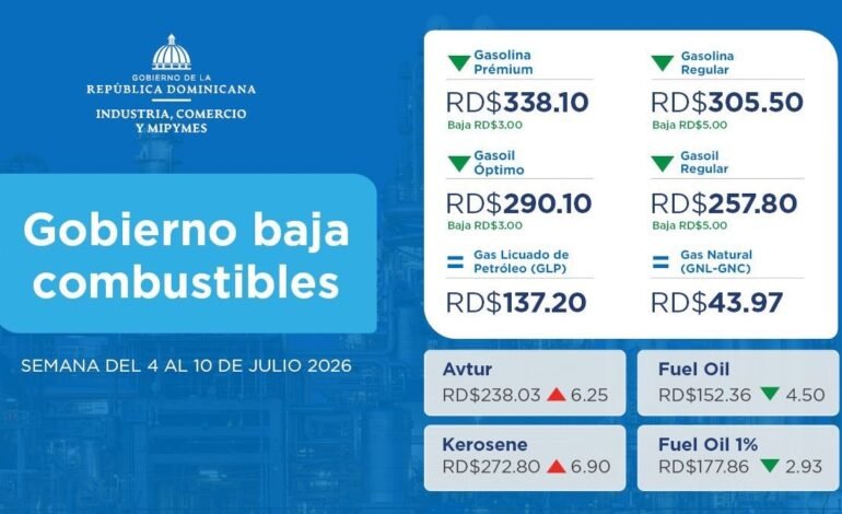Gobierno baja combustibles