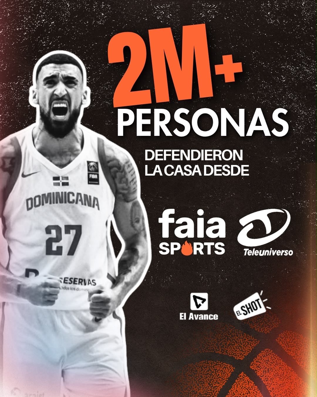 Más de 2 millones de dominicanos “Defendieron la Casa” con la selección de baloncesto por Faia Sports y Teleuniverso
