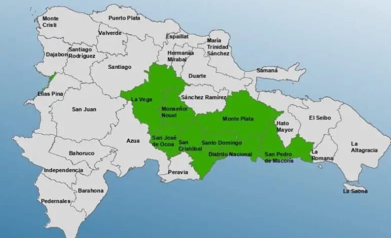 El COE coloca en alerta verde a ocho provincias por la incidencia de una vaguada que incide sobre RD