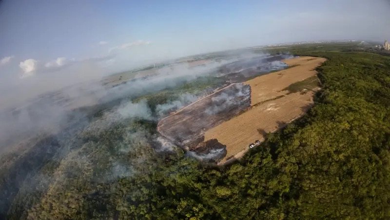 Bomberos siguen sofocando incendio en comunidad Angelina de SPM; autoridades investigan causas del siniestro