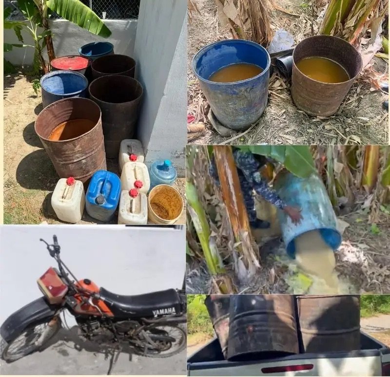 PN desmantela fábrica clandestina de bebidas alcohólicas adulteradas y recupera motocicleta reportada como robada en Barahona